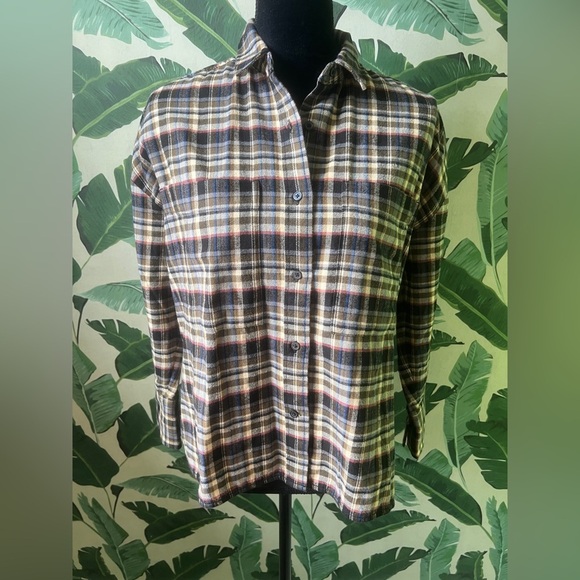 Everlane Boxy Plaid Flannel Button Up Shirt Shacket XS NWT - Picture 4 of 8